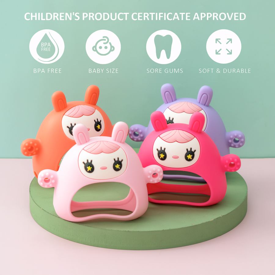Teething Mitten Baby - 1PC シリコーンおしゃぶりおもちゃ BPA フリーベビー 0-12 おもちゃ歯が生える手袋感覚玩具子供のためのシリコーン動物なだめる臼歯おもちゃ