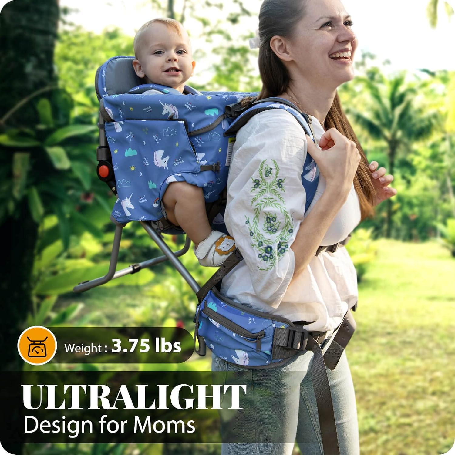 Ergonomic Baby Carrier - 超軽量ベビーバックパックキャリア、安全シート付き幼児用ハイキングバックパック、人間工学に基づいたベビーハイキングバックパックキャリア