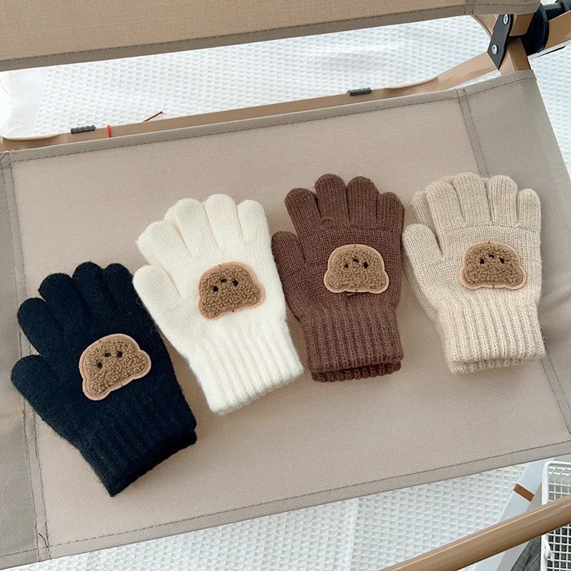 Teething Mitten Baby - 3-7Y ベビー漫画クマミトン冬暖かいキッズガールソリッドドールグローブニット子供幼児厚い歯が生えるミトンハンドショーン