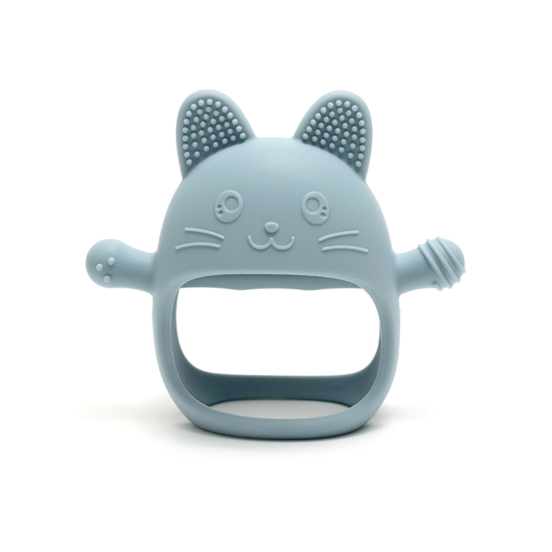 Baby Products Sale - ベビー歯が生えるミトン - 食品グレードのシリコングローブ咀嚼おもちゃ、吸引防止ハンドガード、かわいいウサギのデザイン