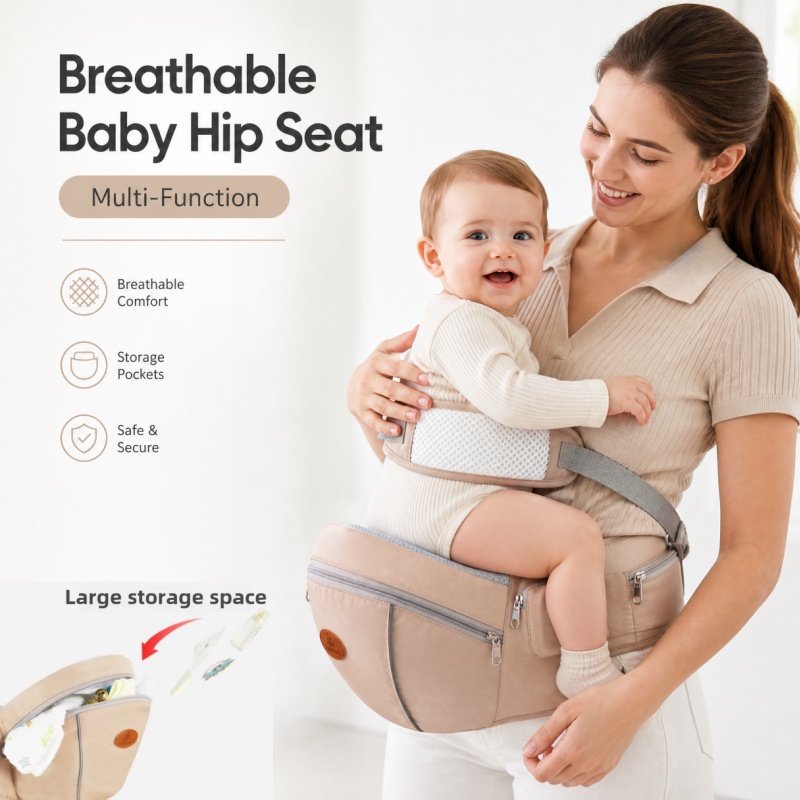 Ergonomic Baby Carrier - 人間工学に基づいた通気性のあるベビーヒップシートキャリア、軽量新生児幼児用前向き抱っこ紐、腰椎サポートとポケット付き