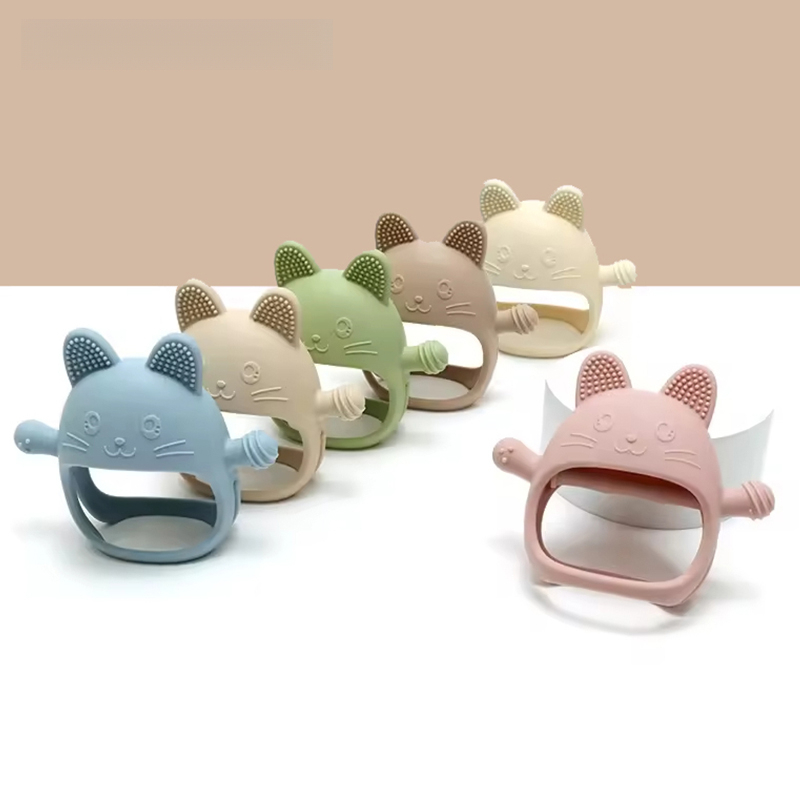 Teething Mitten Baby - 1PC ベビーシリコーンおしゃぶり手袋おもちゃ BPA フリーかわいい動物の形の幼児歯が生える臼歯おもちゃデンタルケア新生児アイテム