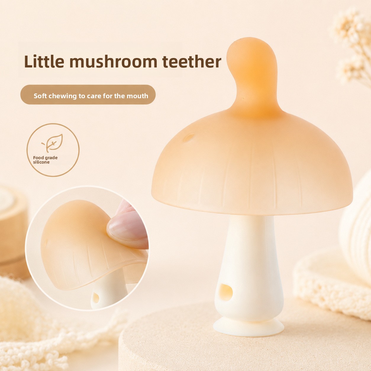 Baby Products Sale - ソメニー 新食品グレードシリコン製きのこ型ベビー歯固めおもちゃ 手しゃぶり防止 鎮静効果のある乳歯用歯固め 赤ちゃん用