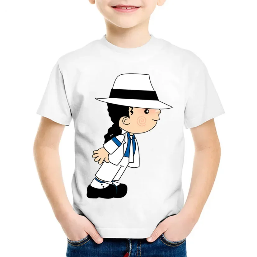 Baby Products Sale - 熱い販売子供漫画マイケル・ジャクソン面白い Tシャツ子供ロックンロール夏綿トップス赤ちゃん男の子/女の子カジュアル服