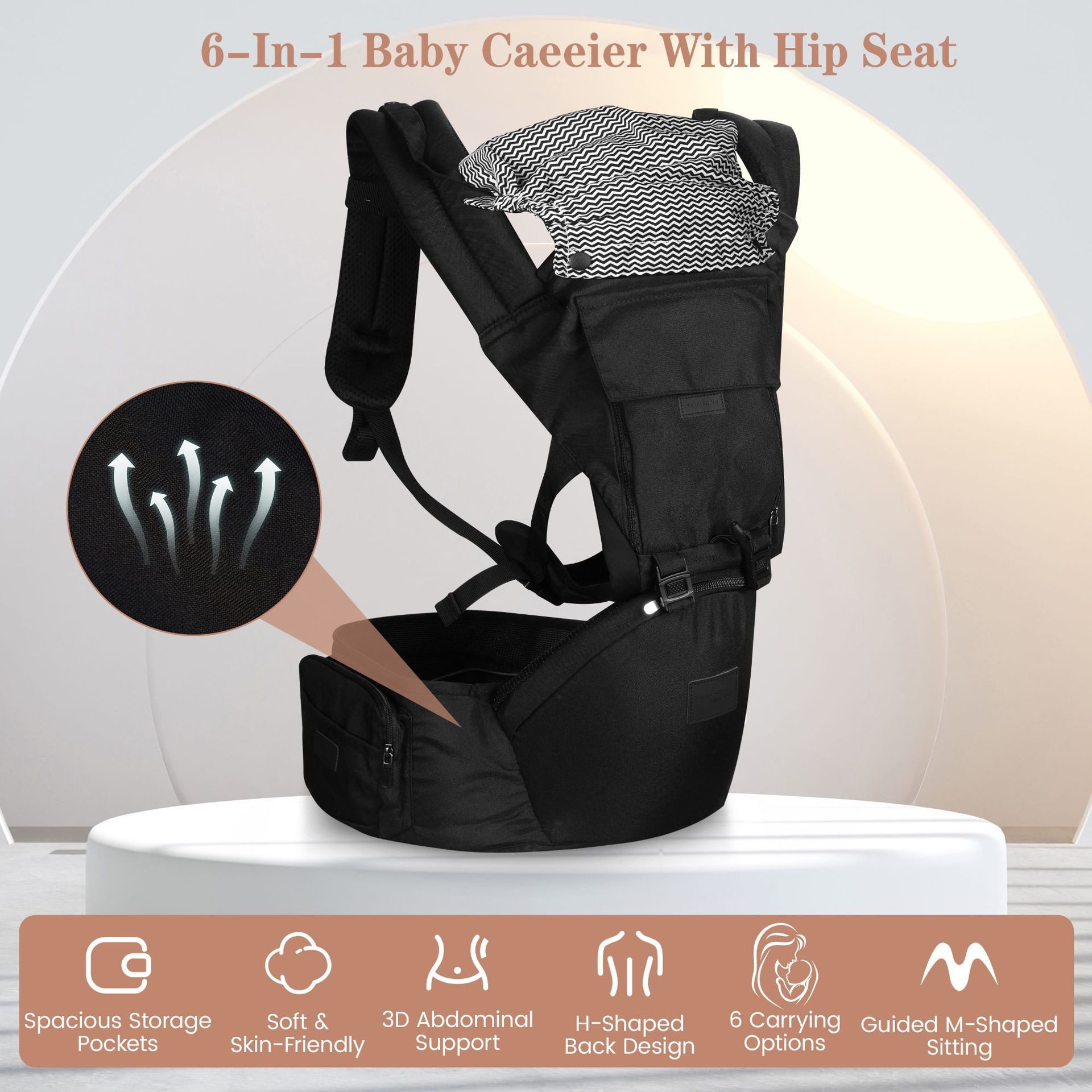 ヒップシート付きベビーキャリア、人間工学に基づいた6in1ベ - Ergonomic Baby Carrier のレビューと価格