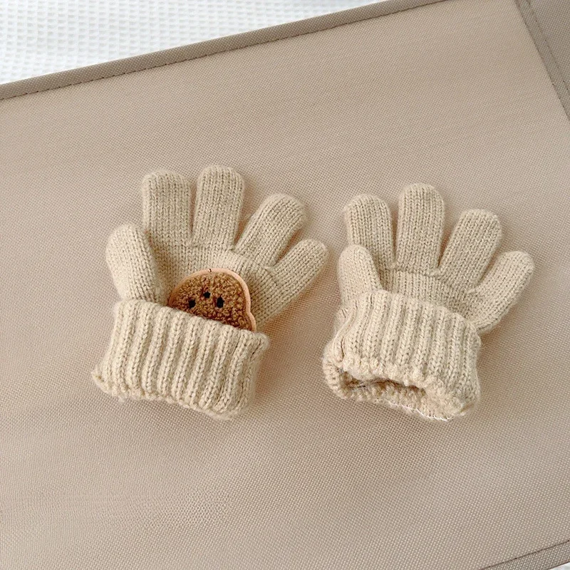 3-7Y ベビー漫画クマミトン冬暖かいキッズガールソリッドド - Teething Mitten Baby のレビューと価格