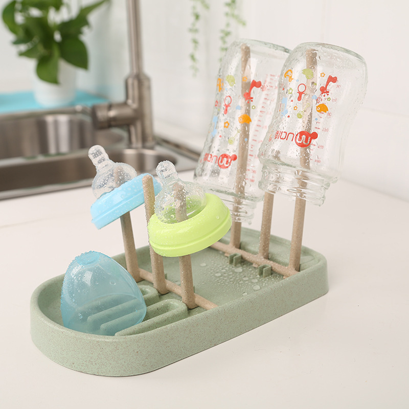 哺乳瓶小麦わら乾燥ラック給餌カップホルダー取り外し可能なラッ - Baby Products Sale のレビューと価格